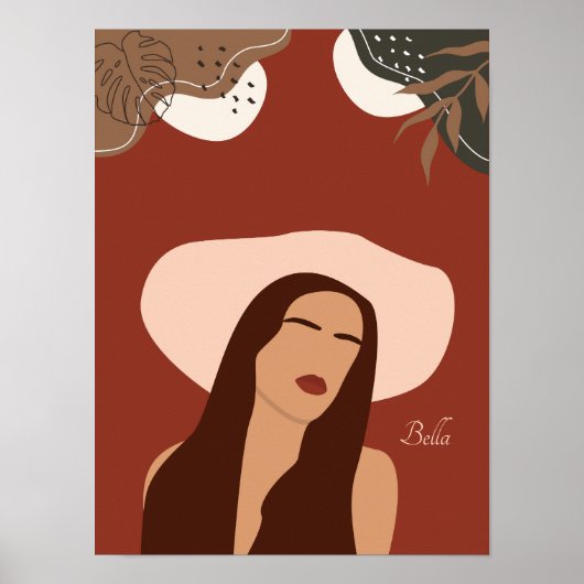 Illustration Boho Woman, Poster des tons terre (Devant)