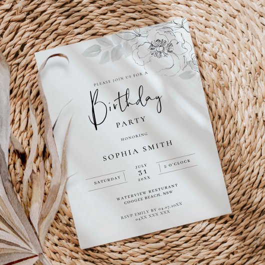 Illustration botanique Invitation de fête d'annive