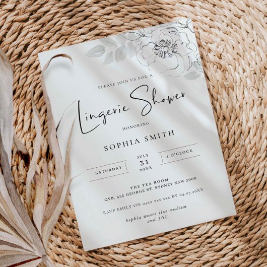 Illustration Botanique Lingerie Douche Invitation