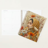 Illustration botanique lunaire dame et fleurs (Devant avec enveloppe)