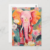Illustration bunter Elefant mit Blumen Briefkaart (Voorkant / Achterkant)