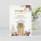 Illustration Christmas Holiday Open House Kaart (Staand voorkant)