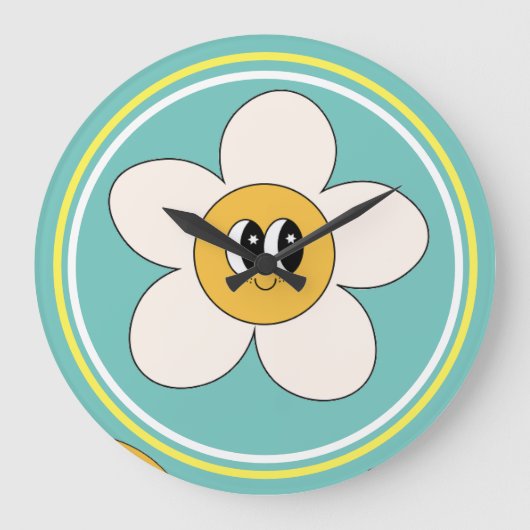 illustration crème rose rétro horloge murale à fle (Recto)