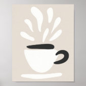 Illustration Cup of Steaming Coffee Boho Style Poster (Voorkant)