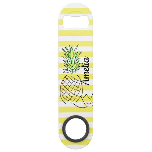 Illustration d'ananas rayures jaunes été (Devant)