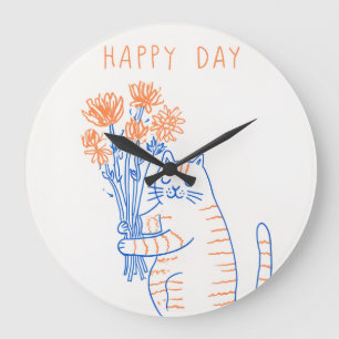 Illustration d'animal mignon Horloge murale ronde