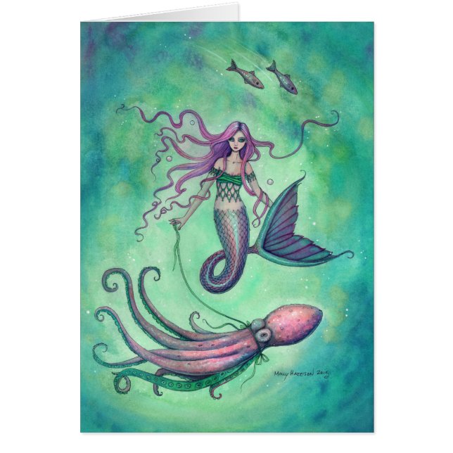 Illustration d'art fantastique de sirène avec pieu (Devant)