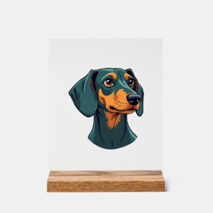 Illustration d'art rétro de portrait de teckel vin