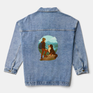 Illustration d'aventure d'une fille et d'un chien