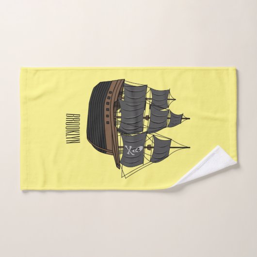 Illustration de bateau pirate (Serviette à main)