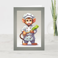 Illustration de bébé singe chef Carte de vœux vier