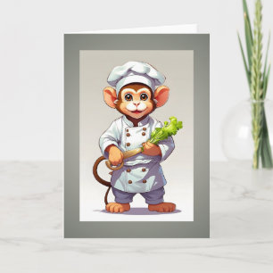 Illustration de bébé singe chef Carte de vœux vier