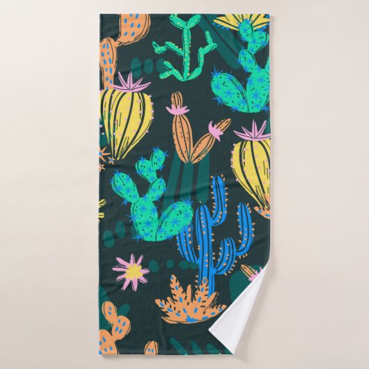 illustration de cactus dessinés à la main. Moteur (Serviette de bain)