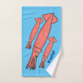 Illustration de calamar rose (Serviette à main)