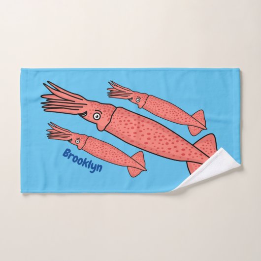Illustration de calamar rose (Serviette à main)