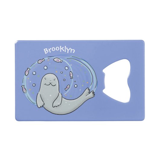 Illustration de caricature de phoque et de poisson (Devant (Horizontal))