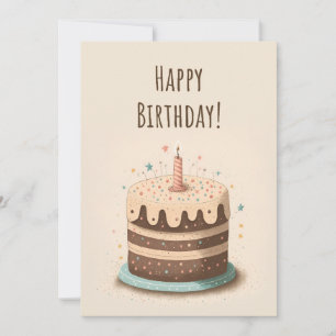 Illustration de carte d'anniversaire gâteau et bou