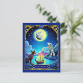 Illustration de carte de tarot, La Lune (Debout devant)
