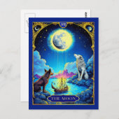 Illustration de carte de tarot, La Lune (Devant / Derrière)