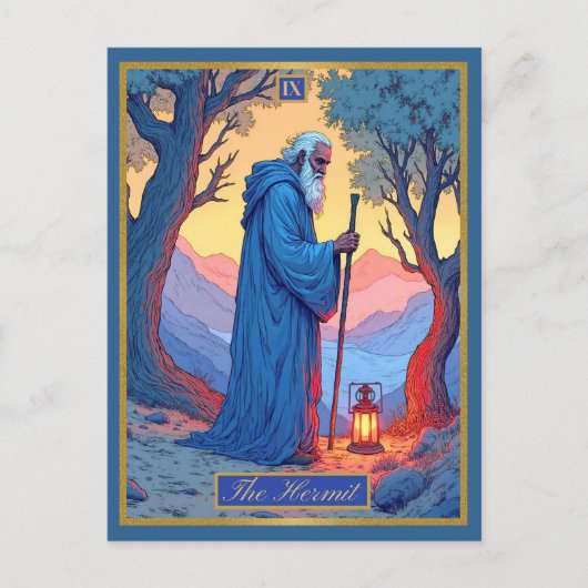 Illustration de carte de tarot, l'Ermite (Devant)