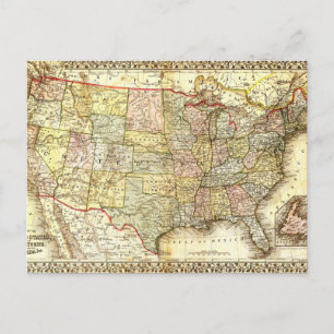 Illustration de carte vintage des États-Unis d'épo