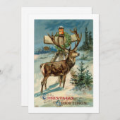 Illustration de cerf vintage Carte de Noël (Devant / Derrière)