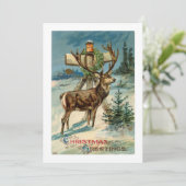 Illustration de cerf vintage Carte de Noël (Debout devant)