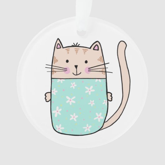 Illustration de chat floral pour enfants mignons (devant)