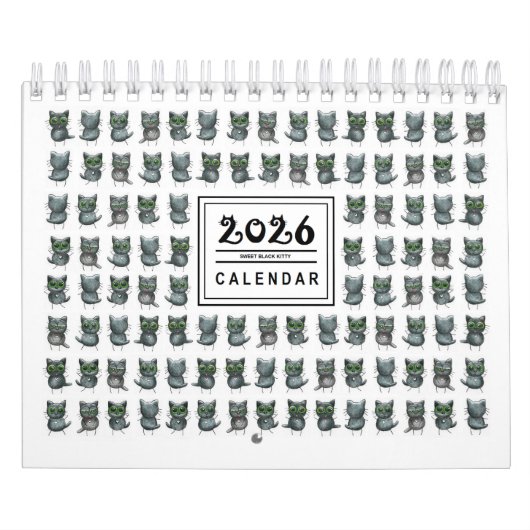 Illustration de chat noir mignon calendrier 2026 (Protection)