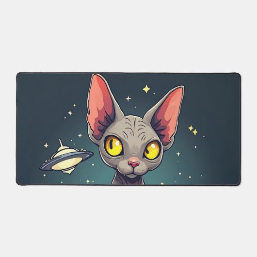 Illustration de chat Sphynx UFO dans l'espace de s (Recto)