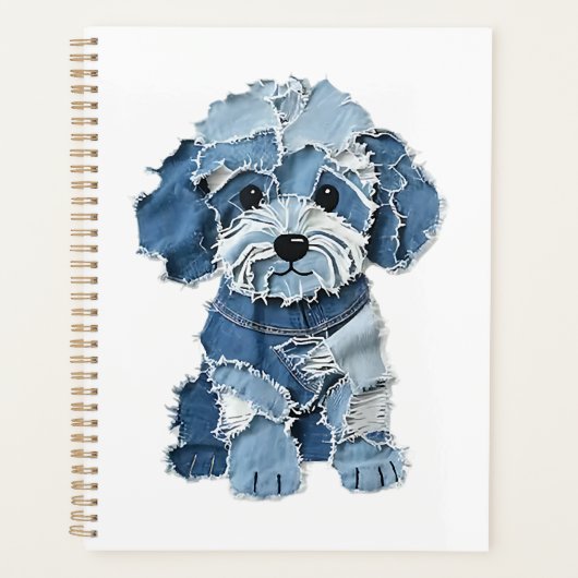 Illustration de chien en patchwork de denim mignon (Devant)
