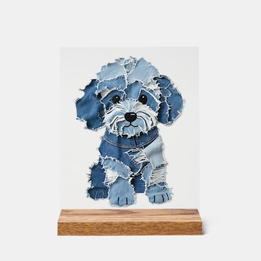 Illustration de chien en patchwork de denim mignon (Recto)