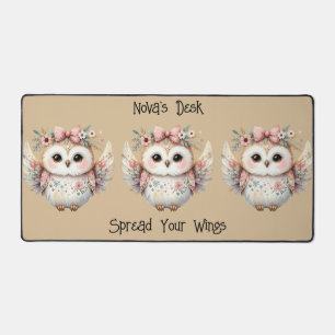 Illustration de chouette boho kawaii taupe