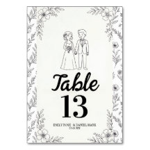 Illustration de couple fantaisiste numéro de table