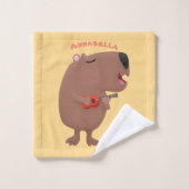Illustration de dessin animé de capybara ukulele (Gant de toilette)