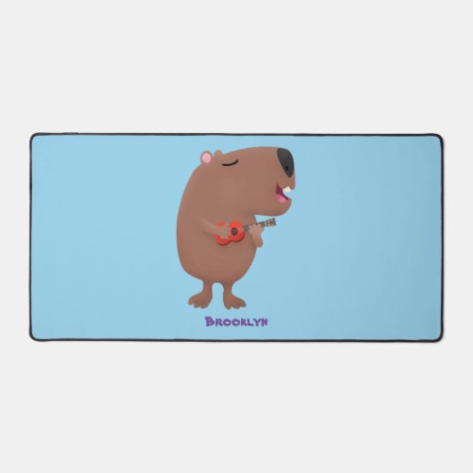 Illustration de dessin animé de capybara ukulele (Recto)