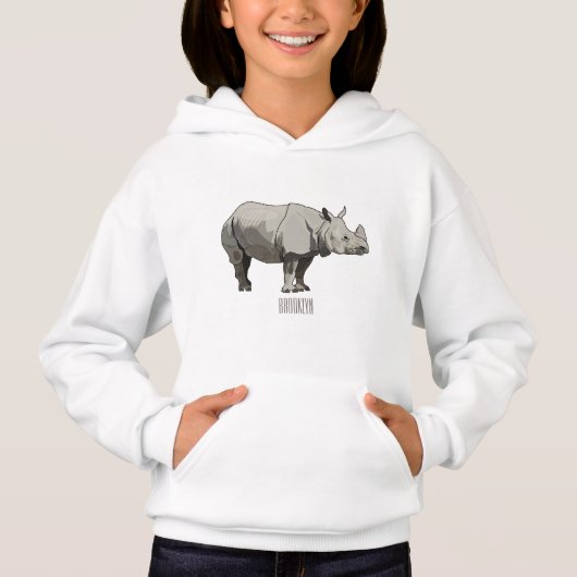 illustration de dessin animé de rhinocéros de Java (Devant)