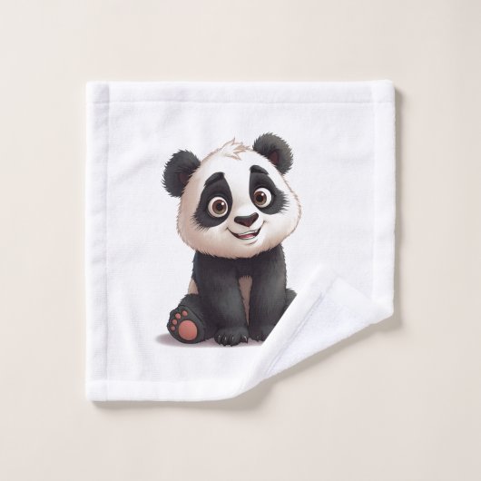 Illustration de dessin animé d'ours panda assis (Gant de toilette)