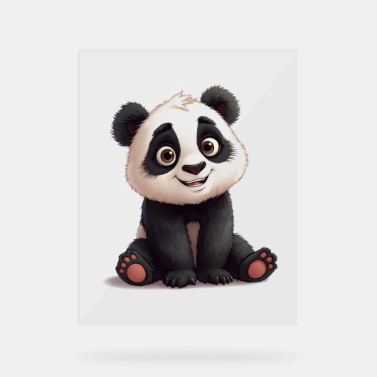 Illustration de dessin animé d'ours panda assis (Recto)