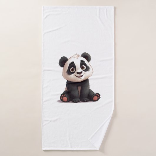 Illustration de dessin animé d'ours panda assis (Serviette de bain)
