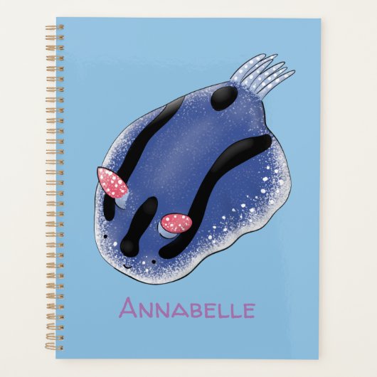 Illustration de dessin animé d'un nudibranche bleu (Devant)