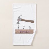 Illustration de dessin mignon, marteau et ongles (Serviette à main)