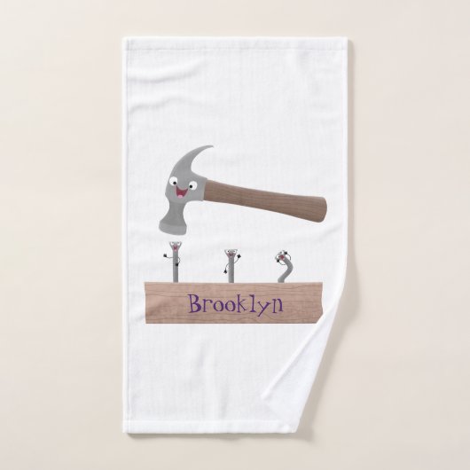 Illustration de dessin mignon, marteau et ongles (Serviette à main)