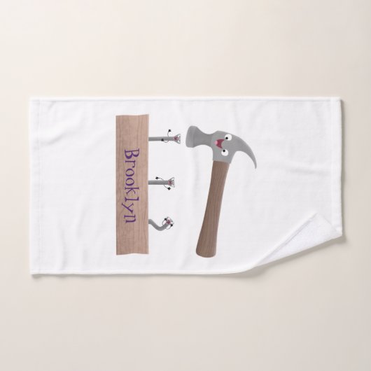 Illustration de dessin mignon, marteau et ongles (Serviette à main)