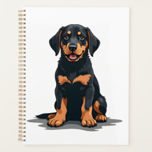 Illustration de dos de chien noir et feu vintage P