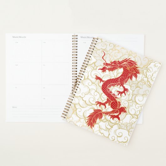 Illustration de dragon chinois rouge et or (Devant avec enveloppe)