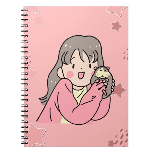 Illustration de fille esthétique mignonne Cahier à (Devant)