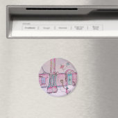 Illustration de fille fantaisiste sur un aimant ro (In Situ (Lave-vaisselle))