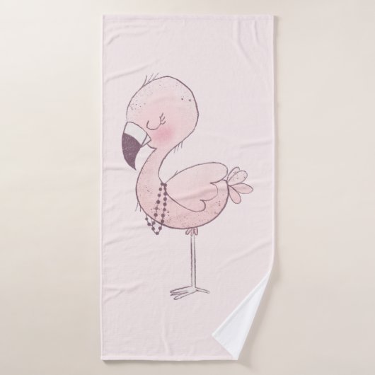 Illustration de Flamant rose rose mou (Serviette de bain)