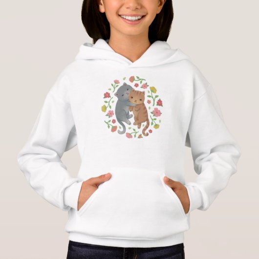 Illustration de fleur et chats de printemps (Devant)